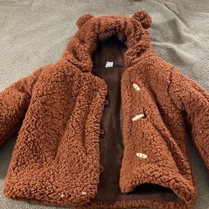 Cozy Brown Teddy Hooded Kids Jacket